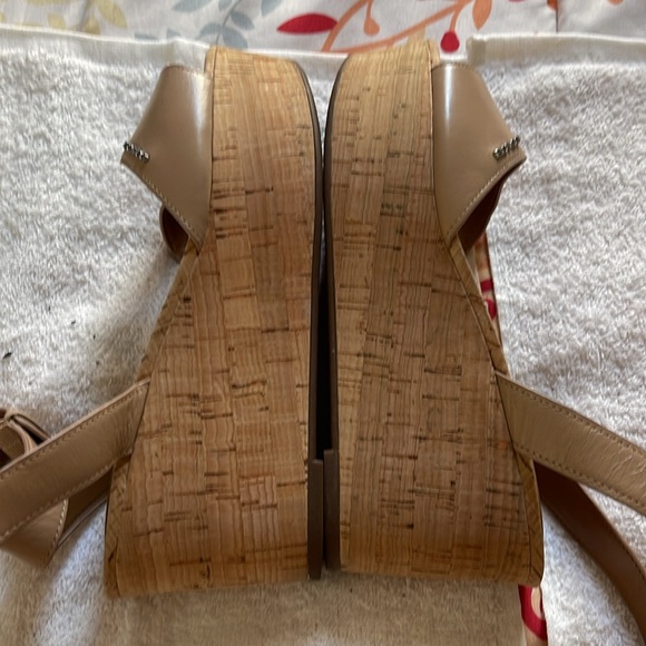 Coach becka leather ankle strap cork wedges size 7 - Picture 9 of 13